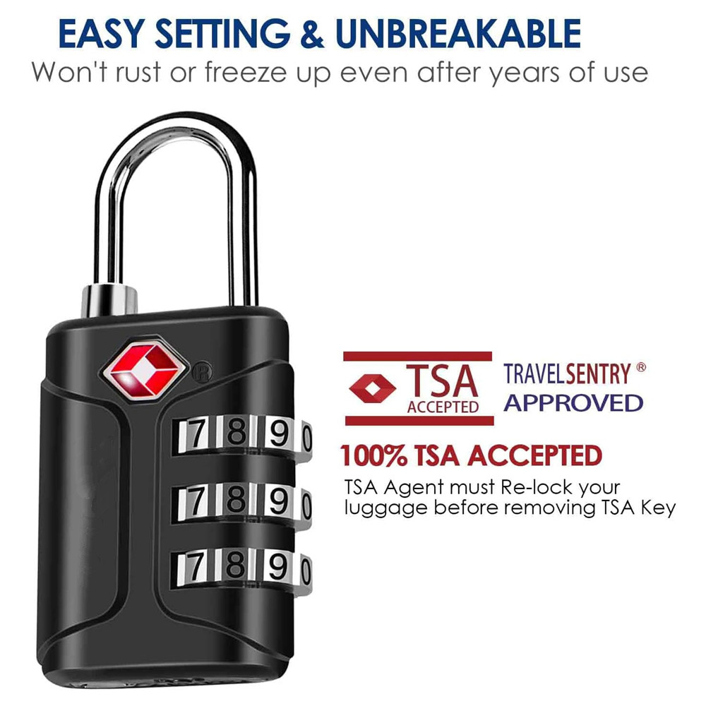 Smart Garden Gate Lock - TSA-zugelassene Gepäckschlösser, Reise-Vorhängeschloss mit Zahlenkombination, 3-stelliges